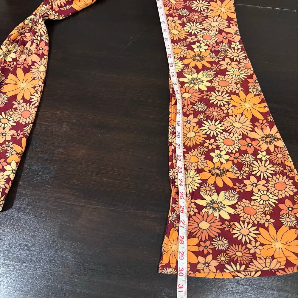70s Retro No Boundaries Floral Bell Bottom Leggings Groovy Hippie sz7 - Picture 6 of 6
